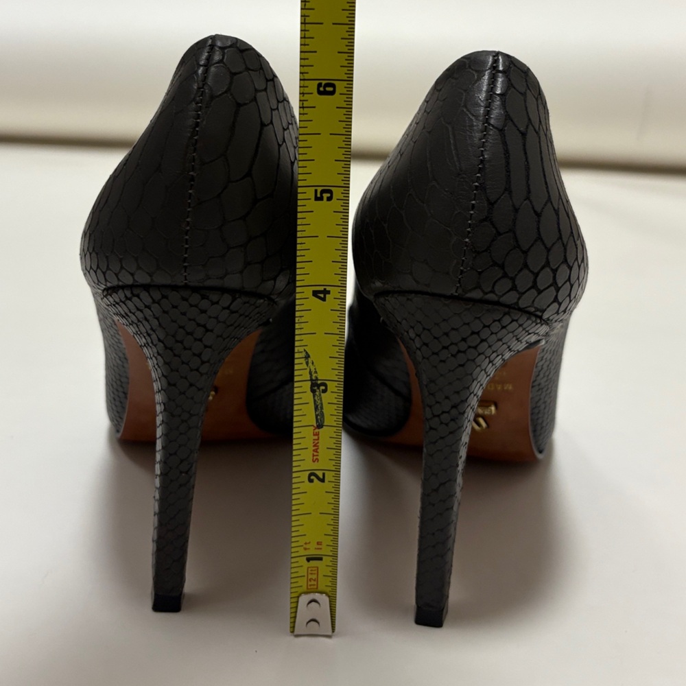 Carrano Dark Gray Snakeskin Leather Brazil Point Toe Stiletto Padded Pumps Shoe - Picture 4 of 8